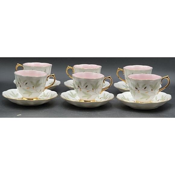 Royal Albert Braemar Bone China Tea Cup & Saucer Set of 6 Pink Gold Pinecone - Picture 1 of 16